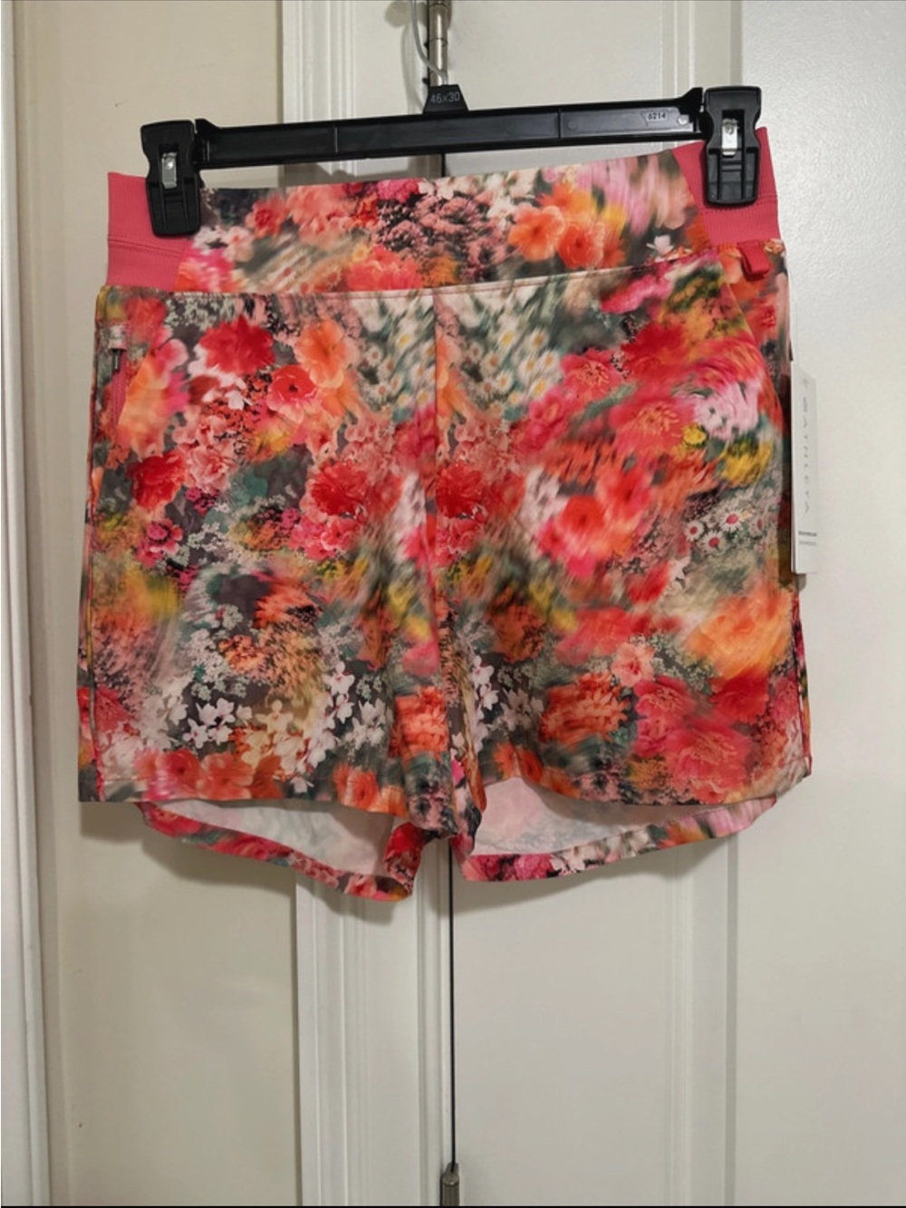 Athleta Floral Print Athletic Shorts - Pink Multi